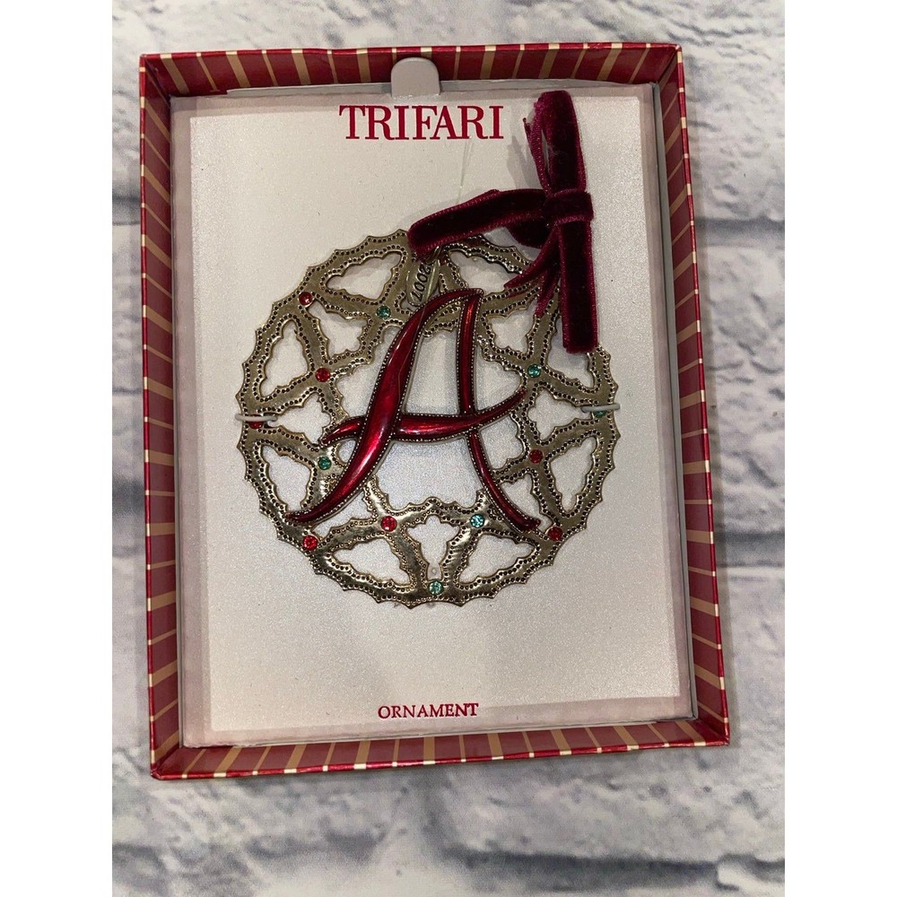 Trifari Initial Monogram "A" Rhinestone christmas Ornament
